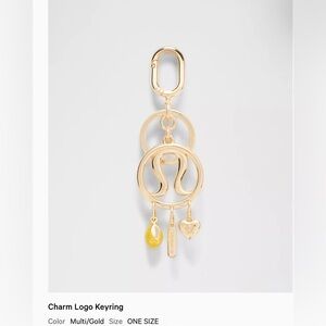Lululemon Logo Gold Keychain with Charms NWT